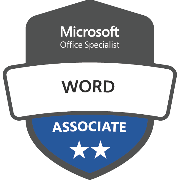 Credly badge: Microsoft Office Specialist: Word Associate (Microsoft 365 Apps)