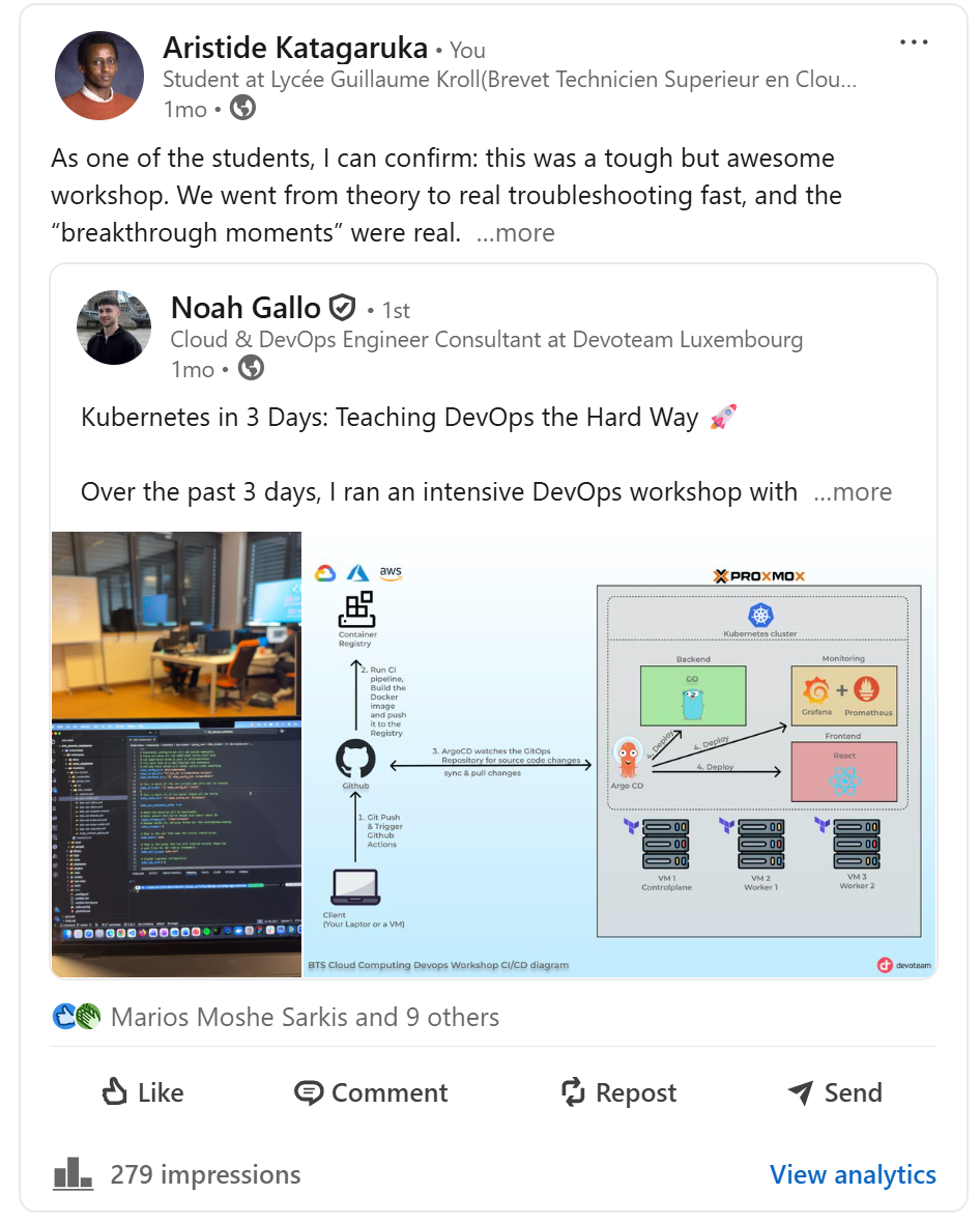 LinkedIn activity: DevOps workshop by Noah Gallo