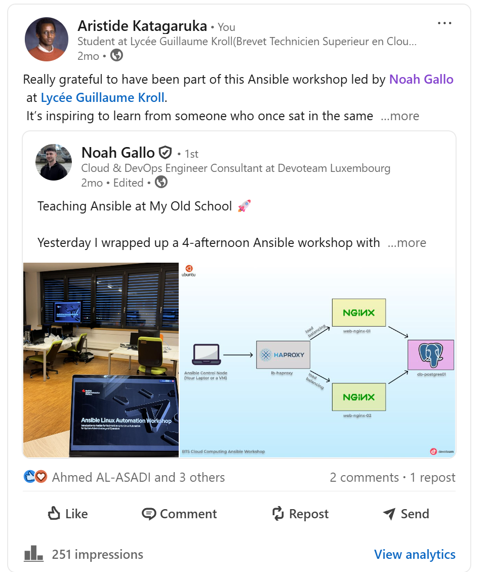 LinkedIn activity: Ansible workshop by Noah Gallo