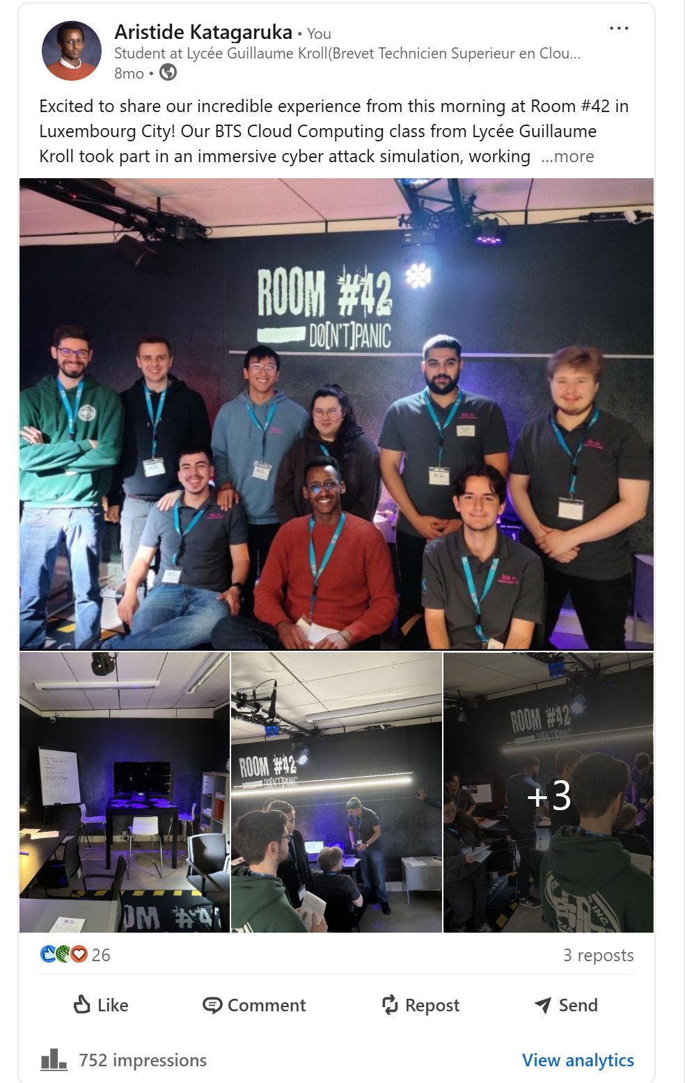 LinkedIn activity: Room42 visit